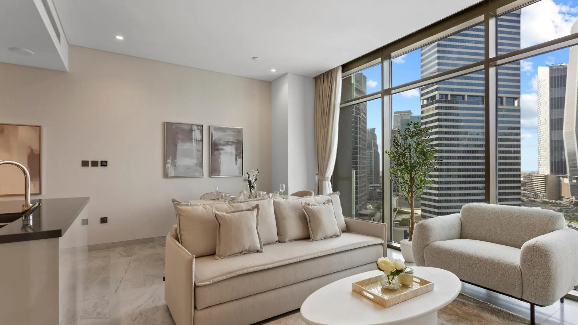 Sleek 1-Bedroom W Burj Khalifa View In Peninsula Dubai 0*,